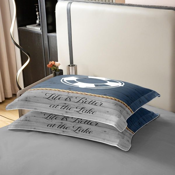 Lake House Duvet Cover Set 100% Natural Cotton Twin Size Nautical Anchor Print Ocean Style Super Soft Bedding Set 2 PCS Rustic Farmhouse Wooden Board Cotton Comforter Cover for Bedroom Decor - Image 12