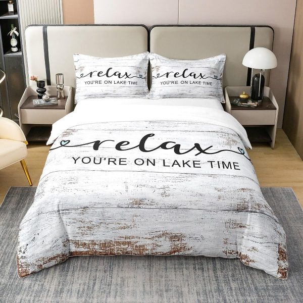 Lake House Duvet Cover Set 100% Natural Cotton Twin Size Nautical Anchor Print Ocean Style Super Soft Bedding Set 2 PCS Rustic Farmhouse Wooden Board Cotton Comforter Cover for Bedroom Decor - Image 13
