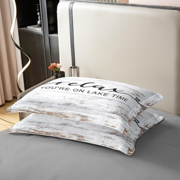 Lake House Duvet Cover Set 100% Natural Cotton Twin Size Nautical Anchor Print Ocean Style Super Soft Bedding Set 2 PCS Rustic Farmhouse Wooden Board Cotton Comforter Cover for Bedroom Decor - Image 17
