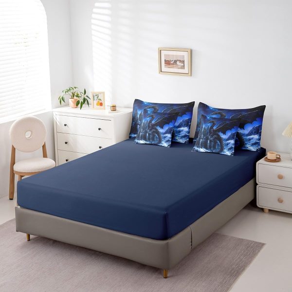 Castle Fairy Dragon Wolf Bedding Set,3D Western Wildlife Queen Comforter Set with Sheets for Kids Boys Girls Teens Room Decor,Magical Jungle Animal Bed in a Bag 7 Piece for Bedroom Living Room - Image 12