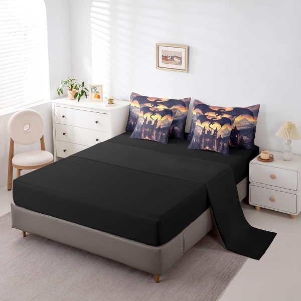 Castle Fairy Dragon Wolf Bedding Set,3D Western Wildlife Queen Comforter Set with Sheets for Kids Boys Girls Teens Room Decor,Magical Jungle Animal Bed in a Bag 7 Piece for Bedroom Living Room - Image 24