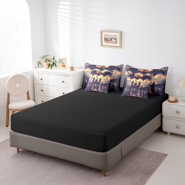 Castle Fairy Dragon Wolf Bedding Set,3D Western Wildlife Queen Comforter Set with Sheets for Kids Boys Girls Teens Room Decor,Magical Jungle Animal Bed in a Bag 7 Piece for Bedroom Living Room - Image 25