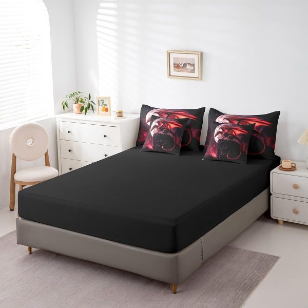 Castle Fairy Dragon Wolf Bedding Set,3D Western Wildlife Queen Comforter Set with Sheets for Kids Boys Girls Teens Room Decor,Magical Jungle Animal Bed in a Bag 7 Piece for Bedroom Living Room - Image 31
