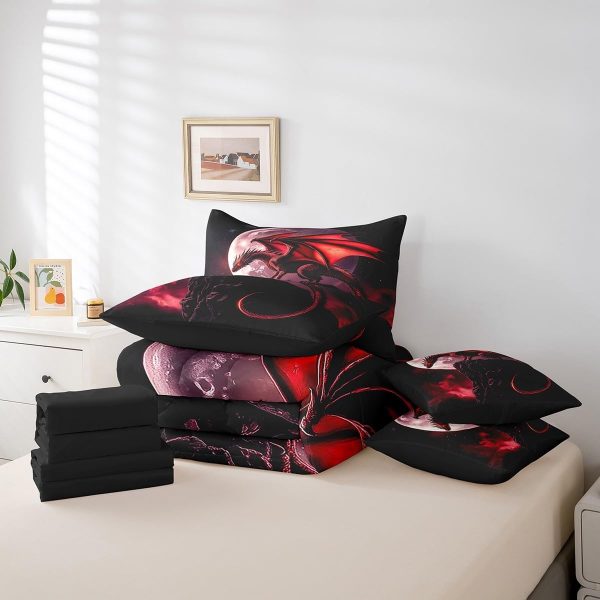 Castle Fairy Dragon Wolf Bedding Set,3D Western Wildlife Queen Comforter Set with Sheets for Kids Boys Girls Teens Room Decor,Magical Jungle Animal Bed in a Bag 7 Piece for Bedroom Living Room - Image 32
