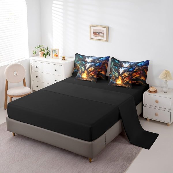 Castle Fairy Dragon Wolf Bedding Set,3D Western Wildlife Queen Comforter Set with Sheets for Kids Boys Girls Teens Room Decor,Magical Jungle Animal Bed in a Bag 7 Piece for Bedroom Living Room - Image 36
