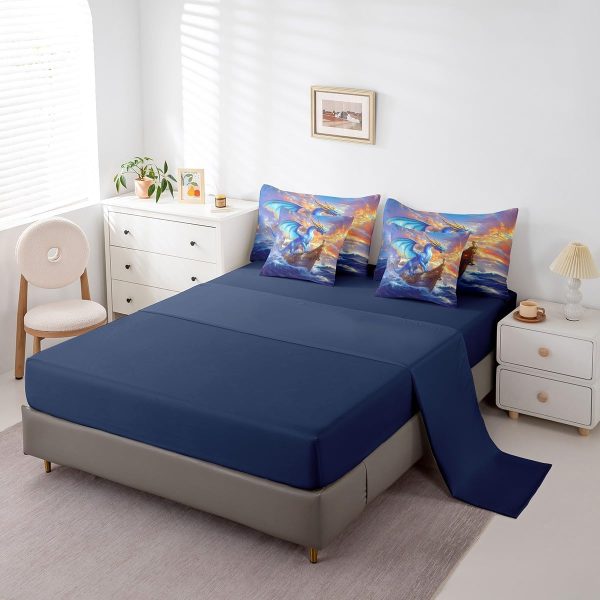 Castle Fairy Dragon Wolf Bedding Set,3D Western Wildlife Queen Comforter Set with Sheets for Kids Boys Girls Teens Room Decor,Magical Jungle Animal Bed in a Bag 7 Piece for Bedroom Living Room - Image 60