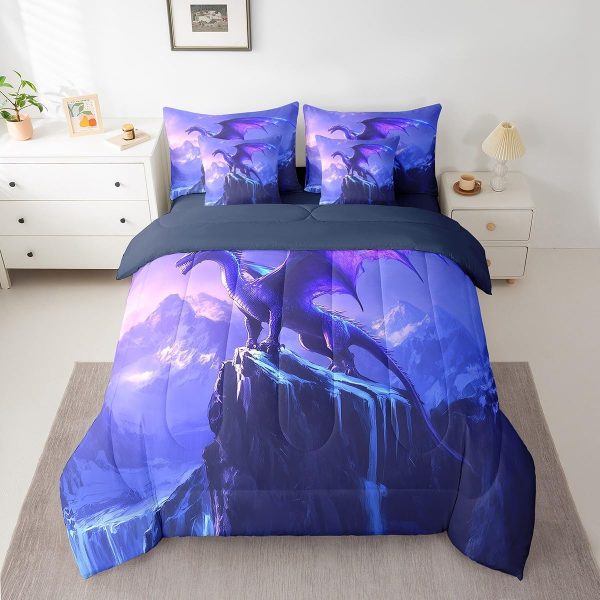 Castle Fairy Dragon Wolf Bedding Set,3D Western Wildlife Queen Comforter Set with Sheets for Kids Boys Girls Teens Room Decor,Magical Jungle Animal Bed in a Bag 7 Piece for Bedroom Living Room - Image 63