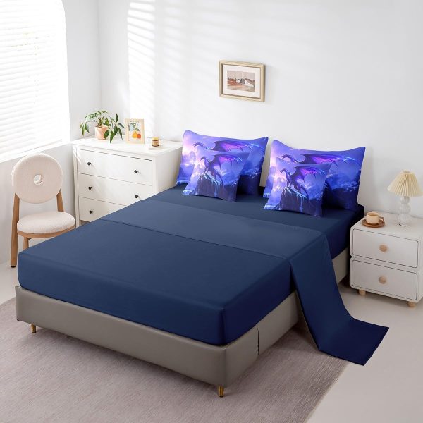 Castle Fairy Dragon Wolf Bedding Set,3D Western Wildlife Queen Comforter Set with Sheets for Kids Boys Girls Teens Room Decor,Magical Jungle Animal Bed in a Bag 7 Piece for Bedroom Living Room - Image 66