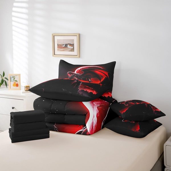 Castle Fairy Dragon Wolf Bedding Set,3D Western Wildlife Queen Comforter Set with Sheets for Kids Boys Girls Teens Room Decor,Magical Jungle Animal Bed in a Bag 7 Piece for Bedroom Living Room - Image 92