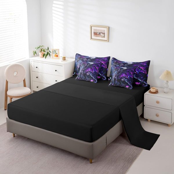 Castle Fairy Dragon Wolf Bedding Set,3D Western Wildlife Queen Comforter Set with Sheets for Kids Boys Girls Teens Room Decor,Magical Jungle Animal Bed in a Bag 7 Piece for Bedroom Living Room - Image 96
