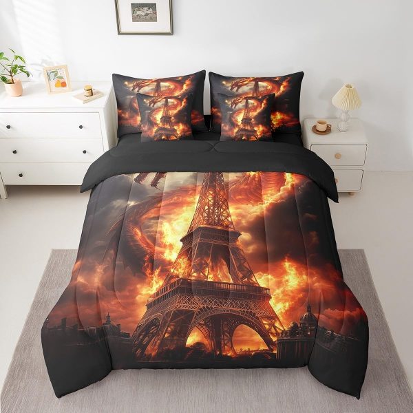 Castle Fairy Dragon Wolf Bedding Set,3D Western Wildlife Queen Comforter Set with Sheets for Kids Boys Girls Teens Room Decor,Magical Jungle Animal Bed in a Bag 7 Piece for Bedroom Living Room - Image 99