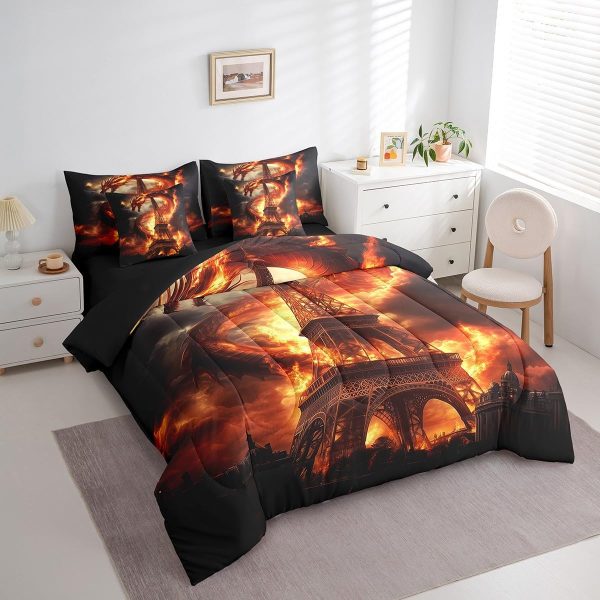 Castle Fairy Dragon Wolf Bedding Set,3D Western Wildlife Queen Comforter Set with Sheets for Kids Boys Girls Teens Room Decor,Magical Jungle Animal Bed in a Bag 7 Piece for Bedroom Living Room - Image 100
