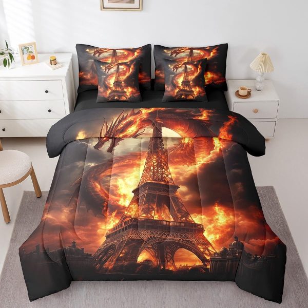 Castle Fairy Dragon Wolf Bedding Set,3D Western Wildlife Queen Comforter Set with Sheets for Kids Boys Girls Teens Room Decor,Magical Jungle Animal Bed in a Bag 7 Piece for Bedroom Living Room - Image 101