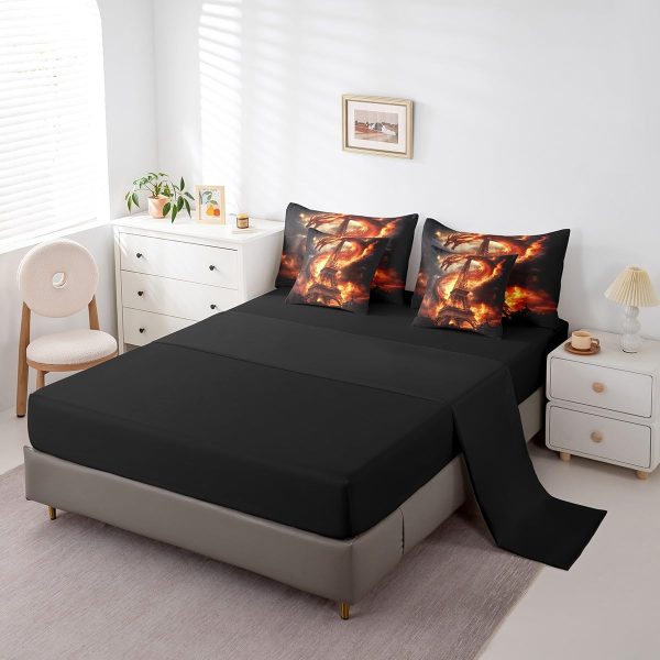 Castle Fairy Dragon Wolf Bedding Set,3D Western Wildlife Queen Comforter Set with Sheets for Kids Boys Girls Teens Room Decor,Magical Jungle Animal Bed in a Bag 7 Piece for Bedroom Living Room - Image 102