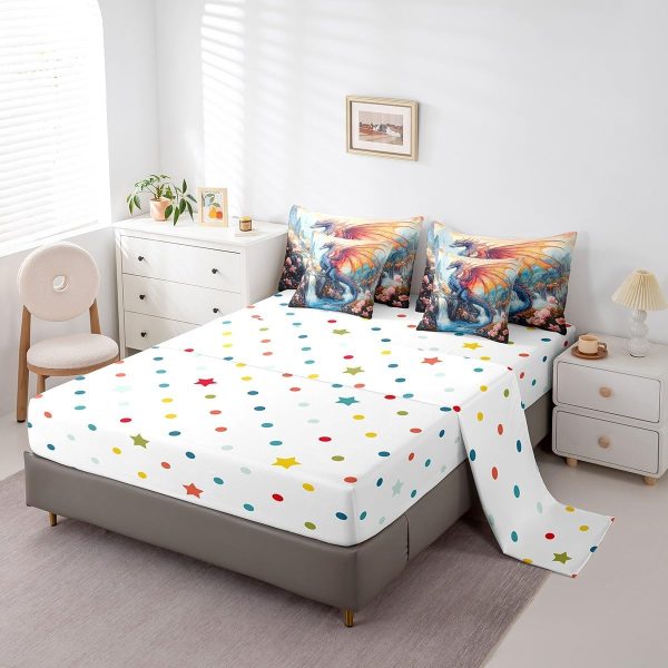 Castle Fairy Dragon Wolf Bedding Set,3D Western Wildlife Queen Comforter Set with Sheets for Kids Boys Girls Teens Room Decor,Magical Jungle Animal Bed in a Bag 7 Piece for Bedroom Living Room - Image 114