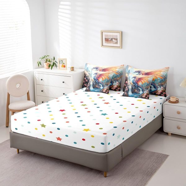 Castle Fairy Dragon Wolf Bedding Set,3D Western Wildlife Queen Comforter Set with Sheets for Kids Boys Girls Teens Room Decor,Magical Jungle Animal Bed in a Bag 7 Piece for Bedroom Living Room - Image 115