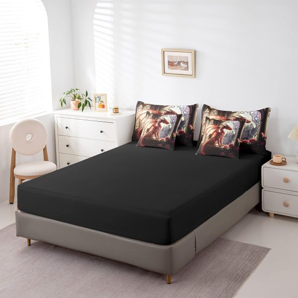 Castle Fairy Dragon Wolf Bedding Set,3D Western Wildlife Queen Comforter Set with Sheets for Kids Boys Girls Teens Room Decor,Magical Jungle Animal Bed in a Bag 7 Piece for Bedroom Living Room - Image 127