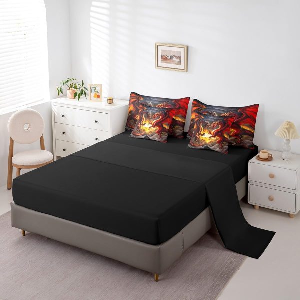 Castle Fairy Dragon Wolf Bedding Set,3D Western Wildlife Queen Comforter Set with Sheets for Kids Boys Girls Teens Room Decor,Magical Jungle Animal Bed in a Bag 7 Piece for Bedroom Living Room - Image 132