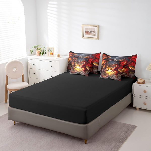 Castle Fairy Dragon Wolf Bedding Set,3D Western Wildlife Queen Comforter Set with Sheets for Kids Boys Girls Teens Room Decor,Magical Jungle Animal Bed in a Bag 7 Piece for Bedroom Living Room - Image 133