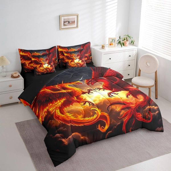Castle Fairy Dragon Wolf Bedding Set,3D Western Wildlife Queen Comforter Set with Sheets for Kids Boys Girls Teens Room Decor,Magical Jungle Animal Bed in a Bag 7 Piece for Bedroom Living Room - Image 136