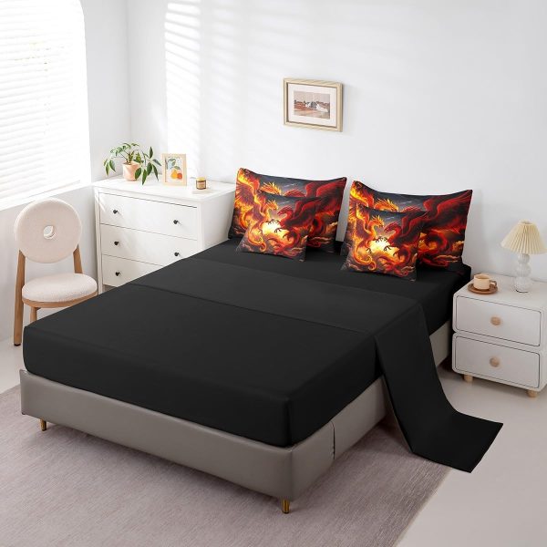 Castle Fairy Dragon Wolf Bedding Set,3D Western Wildlife Queen Comforter Set with Sheets for Kids Boys Girls Teens Room Decor,Magical Jungle Animal Bed in a Bag 7 Piece for Bedroom Living Room - Image 138