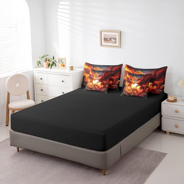 Castle Fairy Dragon Wolf Bedding Set,3D Western Wildlife Queen Comforter Set with Sheets for Kids Boys Girls Teens Room Decor,Magical Jungle Animal Bed in a Bag 7 Piece for Bedroom Living Room - Image 139