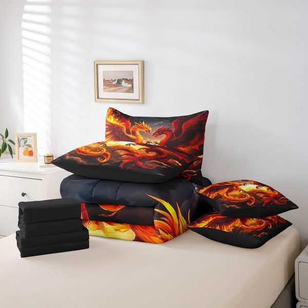Castle Fairy Dragon Wolf Bedding Set,3D Western Wildlife Queen Comforter Set with Sheets for Kids Boys Girls Teens Room Decor,Magical Jungle Animal Bed in a Bag 7 Piece for Bedroom Living Room - Image 140
