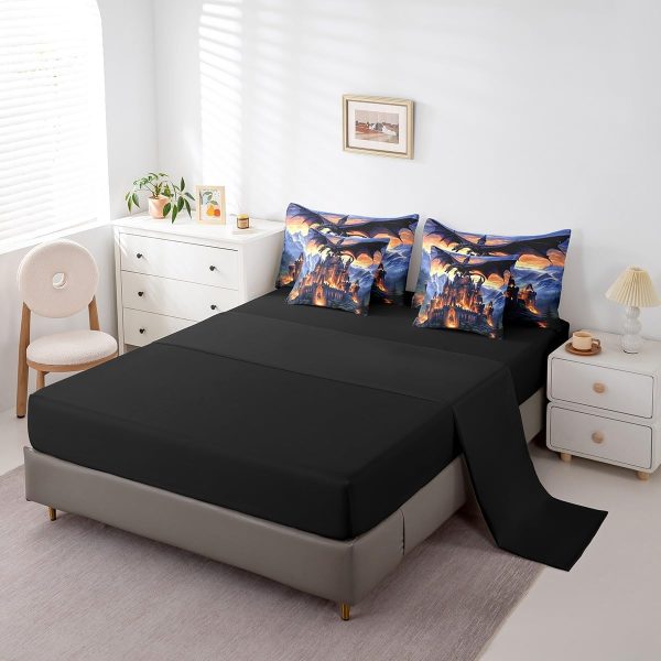 Castle Fairy Dragon Wolf Bedding Set,3D Western Wildlife Queen Comforter Set with Sheets for Kids Boys Girls Teens Room Decor,Magical Jungle Animal Bed in a Bag 7 Piece for Bedroom Living Room - Image 144