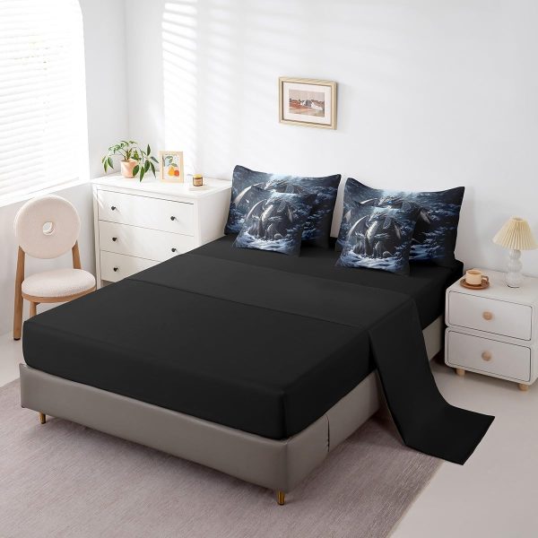 Castle Fairy Dragon Wolf Bedding Set,3D Western Wildlife Queen Comforter Set with Sheets for Kids Boys Girls Teens Room Decor,Magical Jungle Animal Bed in a Bag 7 Piece for Bedroom Living Room - Image 150
