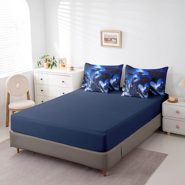 Castle Fairy Dragon Wolf Bedding Set,3D Western Wildlife Queen Comforter Set with Sheets for Kids Boys Girls Teens Room Decor,Magical Jungle Animal Bed in a Bag 7 Piece for Bedroom Living Room - Image 157
