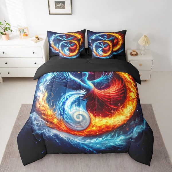 Castle Fairy Dragon Wolf Bedding Set,3D Western Wildlife Queen Comforter Set with Sheets for Kids Boys Girls Teens Room Decor,Magical Jungle Animal Bed in a Bag 7 Piece for Bedroom Living Room - Image 159