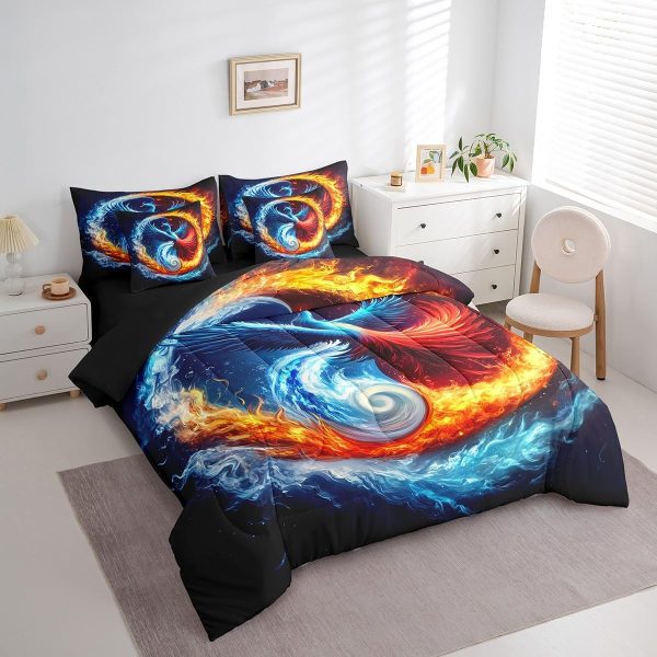 Castle Fairy Dragon Wolf Bedding Set,3D Western Wildlife Queen Comforter Set with Sheets for Kids Boys Girls Teens Room Decor,Magical Jungle Animal Bed in a Bag 7 Piece for Bedroom Living Room - Image 160