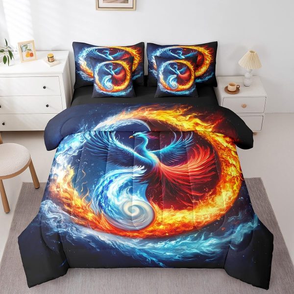 Castle Fairy Dragon Wolf Bedding Set,3D Western Wildlife Queen Comforter Set with Sheets for Kids Boys Girls Teens Room Decor,Magical Jungle Animal Bed in a Bag 7 Piece for Bedroom Living Room - Image 161