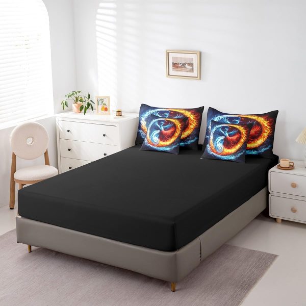 Castle Fairy Dragon Wolf Bedding Set,3D Western Wildlife Queen Comforter Set with Sheets for Kids Boys Girls Teens Room Decor,Magical Jungle Animal Bed in a Bag 7 Piece for Bedroom Living Room - Image 163