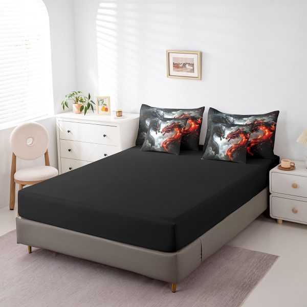 Castle Fairy Dragon Wolf Bedding Set,3D Western Wildlife Queen Comforter Set with Sheets for Kids Boys Girls Teens Room Decor,Magical Jungle Animal Bed in a Bag 7 Piece for Bedroom Living Room - Image 169