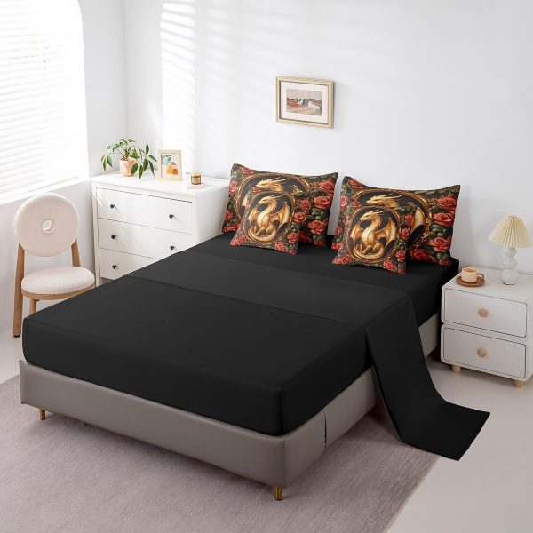 Castle Fairy Dragon Wolf Bedding Set,3D Western Wildlife Queen Comforter Set with Sheets for Kids Boys Girls Teens Room Decor,Magical Jungle Animal Bed in a Bag 7 Piece for Bedroom Living Room - Image 180
