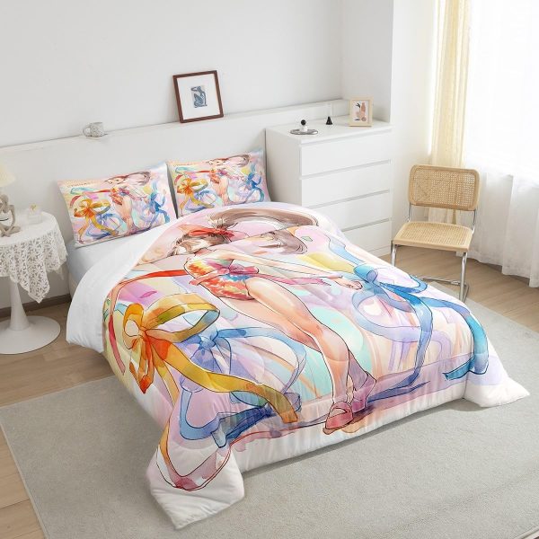 Cute Mermaid Comforter Set Twin Size,Kawaii Unicorn Duvet Insert for Kid Teen Boys Girls Room Decor,Cartoon Rainbow Stars Quilted Duvet,Fairy Tale Theme Quilt Cover with 1 Pillowcase - Image 65