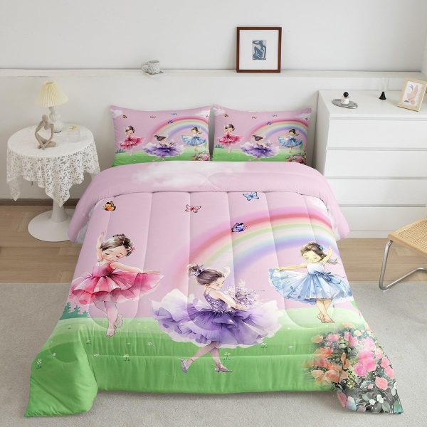 Cute Mermaid Comforter Set Twin Size,Kawaii Unicorn Duvet Insert for Kid Teen Boys Girls Room Decor,Cartoon Rainbow Stars Quilted Duvet,Fairy Tale Theme Quilt Cover with 1 Pillowcase - Image 79