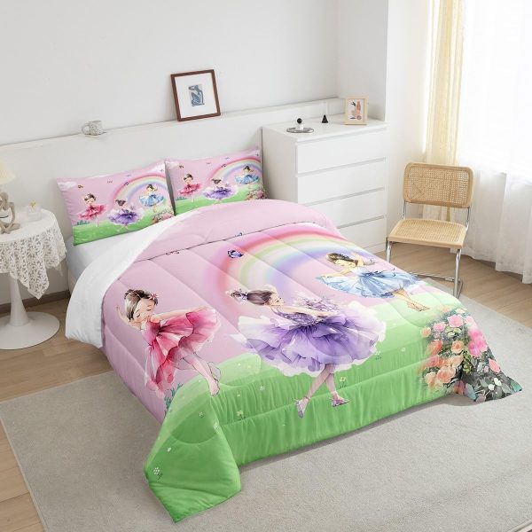 Cute Mermaid Comforter Set Twin Size,Kawaii Unicorn Duvet Insert for Kid Teen Boys Girls Room Decor,Cartoon Rainbow Stars Quilted Duvet,Fairy Tale Theme Quilt Cover with 1 Pillowcase - Image 80