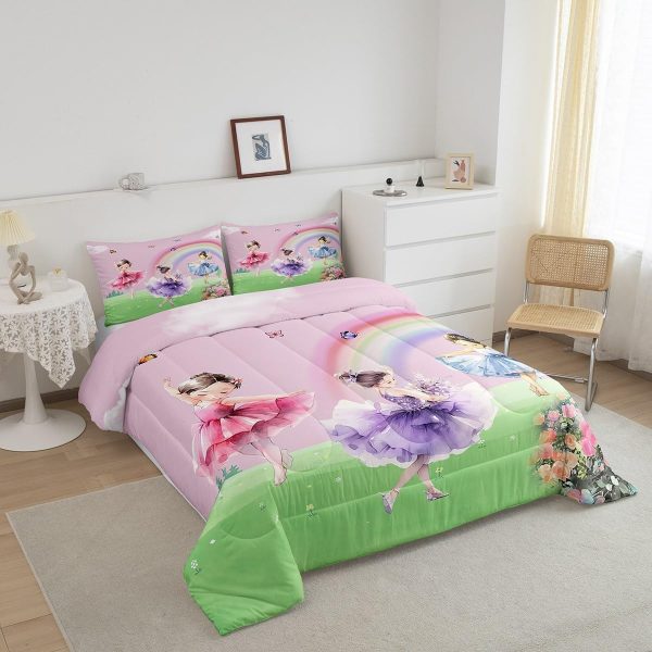 Cute Mermaid Comforter Set Twin Size,Kawaii Unicorn Duvet Insert for Kid Teen Boys Girls Room Decor,Cartoon Rainbow Stars Quilted Duvet,Fairy Tale Theme Quilt Cover with 1 Pillowcase - Image 81