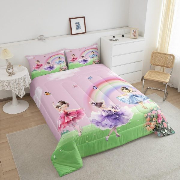 Cute Mermaid Comforter Set Twin Size,Kawaii Unicorn Duvet Insert for Kid Teen Boys Girls Room Decor,Cartoon Rainbow Stars Quilted Duvet,Fairy Tale Theme Quilt Cover with 1 Pillowcase - Image 82