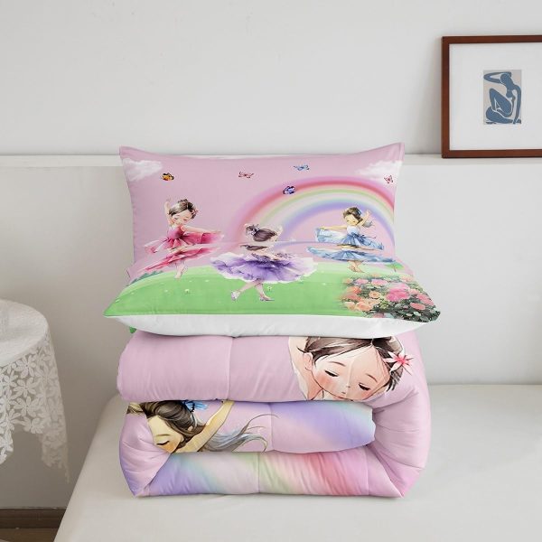 Cute Mermaid Comforter Set Twin Size,Kawaii Unicorn Duvet Insert for Kid Teen Boys Girls Room Decor,Cartoon Rainbow Stars Quilted Duvet,Fairy Tale Theme Quilt Cover with 1 Pillowcase - Image 83