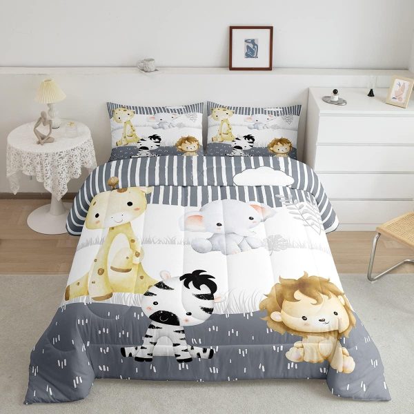 Cute Mermaid Comforter Set Twin Size,Kawaii Unicorn Duvet Insert for Kid Teen Boys Girls Room Decor,Cartoon Rainbow Stars Quilted Duvet,Fairy Tale Theme Quilt Cover with 1 Pillowcase - Image 134