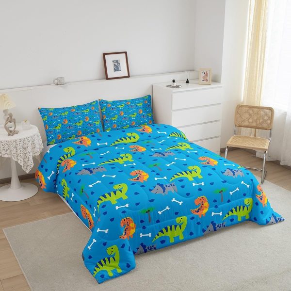 Boys Gamepad King Size Comforter Set Kids Honeycomb Geometry Decor All Season Bedding Set for Girls Teens Reversible Gaming Video Games Comforter Green and Blue Decor Quilt Set Bedroom Collection 3Pcs - Image 11