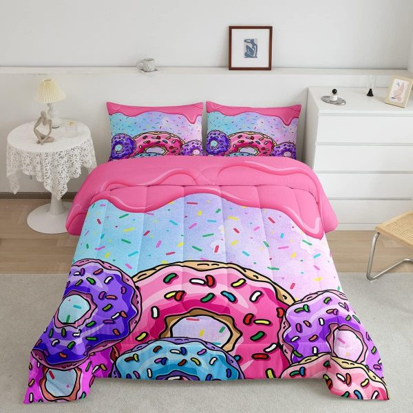 Cute Mermaid Comforter Set Twin Size,Kawaii Unicorn Duvet Insert for Kid Teen Boys Girls Room Decor,Cartoon Rainbow Stars Quilted Duvet,Fairy Tale Theme Quilt Cover with 1 Pillowcase - Image 144