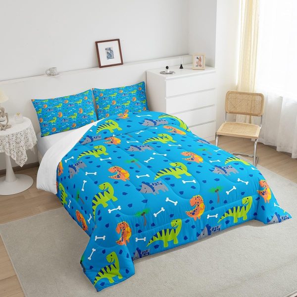 Boys Gamepad King Size Comforter Set Kids Honeycomb Geometry Decor All Season Bedding Set for Girls Teens Reversible Gaming Video Games Comforter Green and Blue Decor Quilt Set Bedroom Collection 3Pcs - Image 13