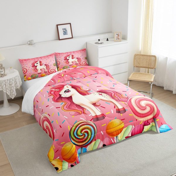Cute Mermaid Comforter Set Twin Size,Kawaii Unicorn Duvet Insert for Kid Teen Boys Girls Room Decor,Cartoon Rainbow Stars Quilted Duvet,Fairy Tale Theme Quilt Cover with 1 Pillowcase - Image 155
