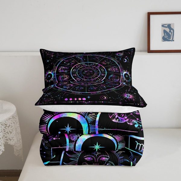 Castle Fairy African American Black Girl Comforter Set Twin Size,Pink Black Princess Girls Bedding Set,Cute Glitter Kids Quilt Set Teens Flower Star Colorful Dots Reversible Print Duvet Insert 2Pcs - Image 30