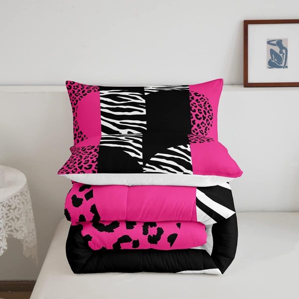 Castle Fairy African American Black Girl Comforter Set Twin Size,Pink Black Princess Girls Bedding Set,Cute Glitter Kids Quilt Set Teens Flower Star Colorful Dots Reversible Print Duvet Insert 2Pcs - Image 54