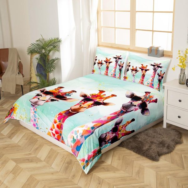 Japanese Crane Duvet Cover Set Queen Size,Gold Sun Cloud Stripes Bedding Set 3Pcs,Retro Ukiyoe Leaf Print Comforter Cover for Adult Women Men Room Decor,Wild Animals Quilt Cover,2 Pillowcases - Image 17